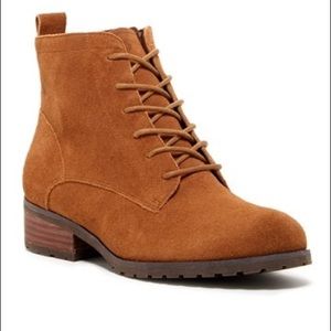 Tesori Suede Leather Ankle Boots Lace Up Side Zip